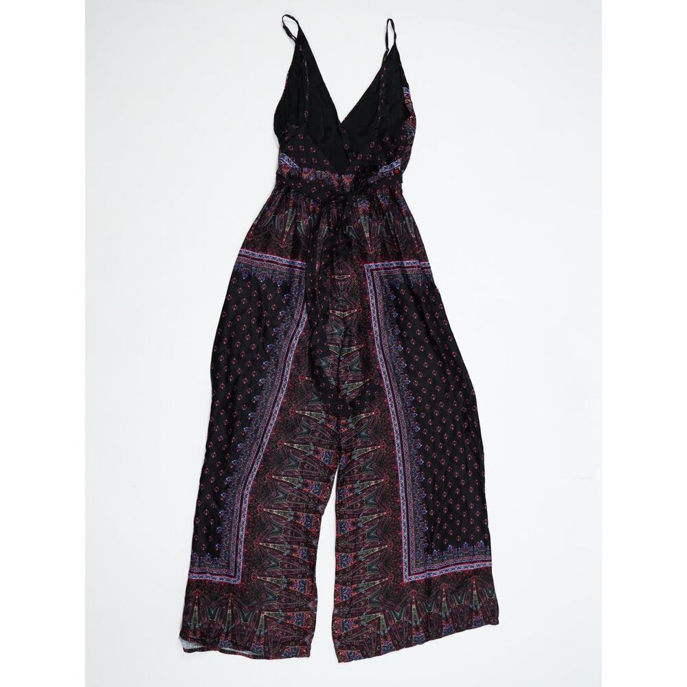 Free People Boho Coastal Wide Leg Jumpsuit Tie Waist Printed Festival Romper - Picture 9 of 16